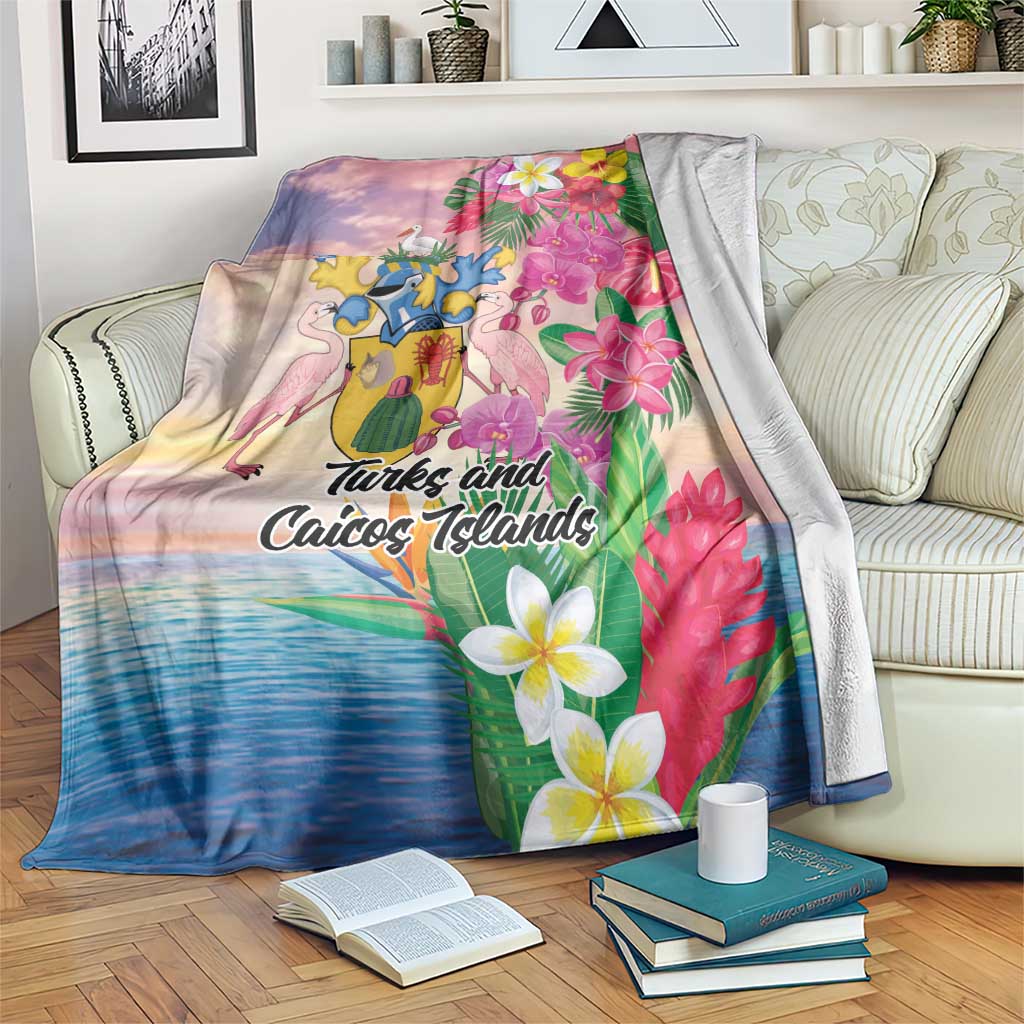 Turks And Caicos Islands Blanket Flamingos Tropical Beauty Beach