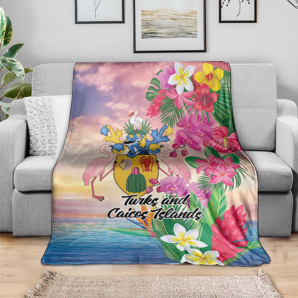 Turks And Caicos Islands Blanket Flamingos Tropical Beauty Beach