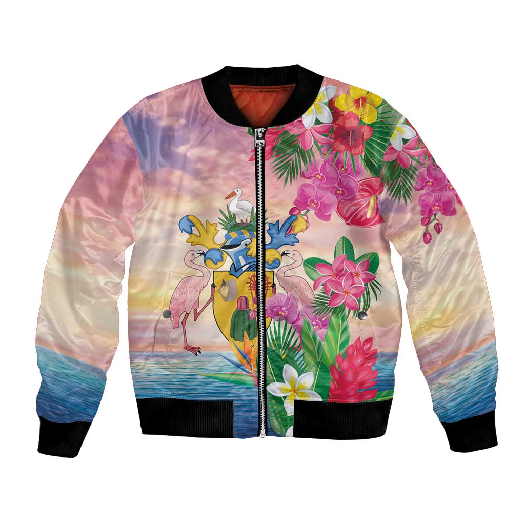 Turks And Caicos Islands Bomber Jacket Flamingos Tropical Beauty Beach