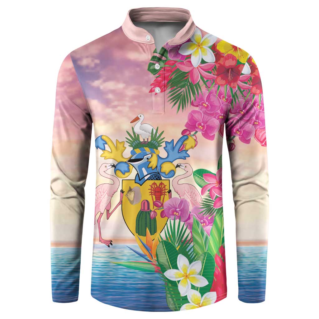 Turks And Caicos Islands Button Sweatshirt Flamingos Tropical Beauty Beach