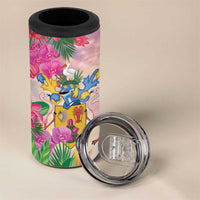 Turks And Caicos Islands 4 in 1 Can Cooler Tumbler Flamingos Tropical Beauty Beach