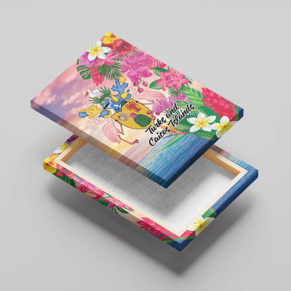 Turks And Caicos Islands Canvas Wall Art Flamingos Tropical Beauty Beach