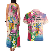 Turks And Caicos Islands Couples Matching Tank Maxi Dress and Hawaiian Shirt Flamingos Tropical Beauty Beach