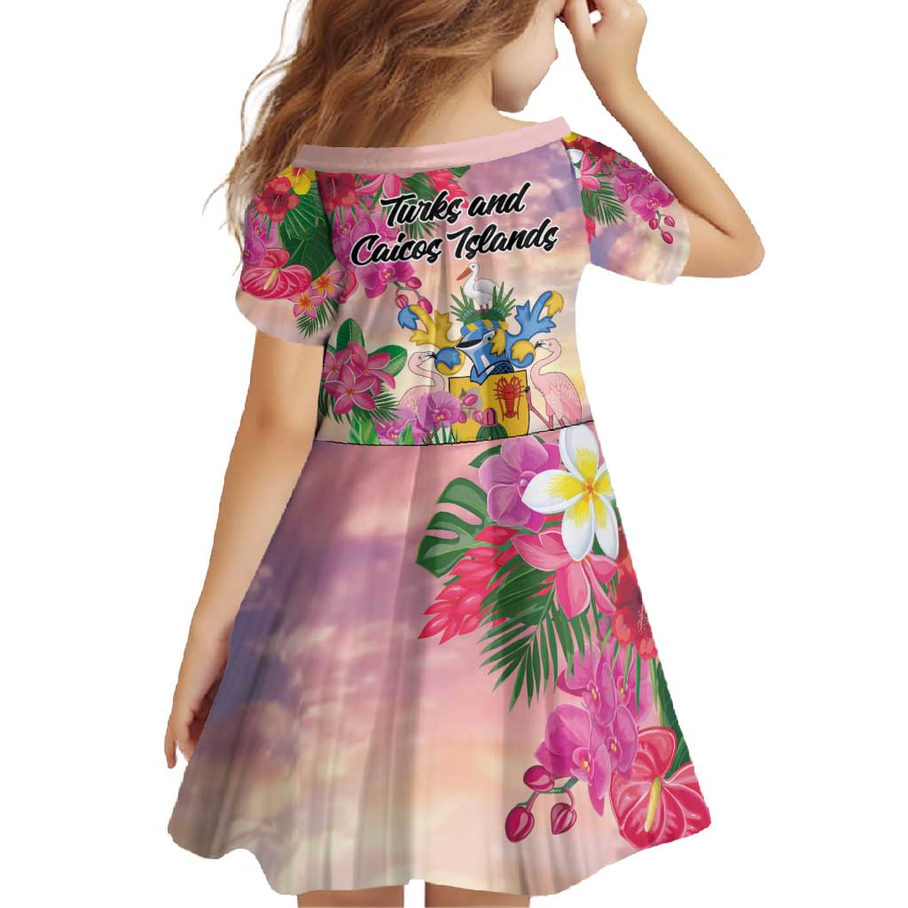 Turks And Caicos Islands Family Matching Off Shoulder Maxi Dress and Hawaiian Shirt Flamingos Tropical Beauty Beach