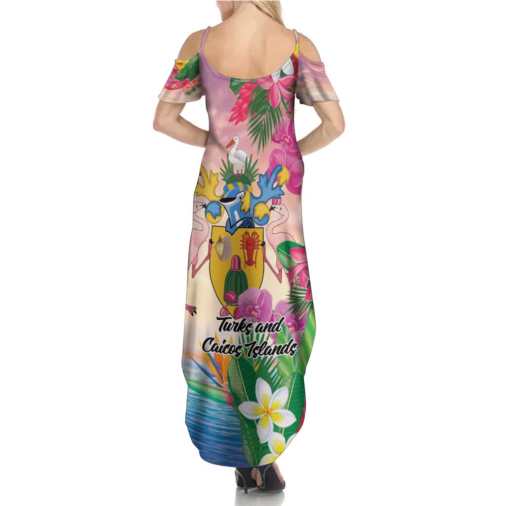 Turks And Caicos Islands Family Matching Summer Maxi Dress and Hawaiian Shirt Flamingos Tropical Beauty Beach