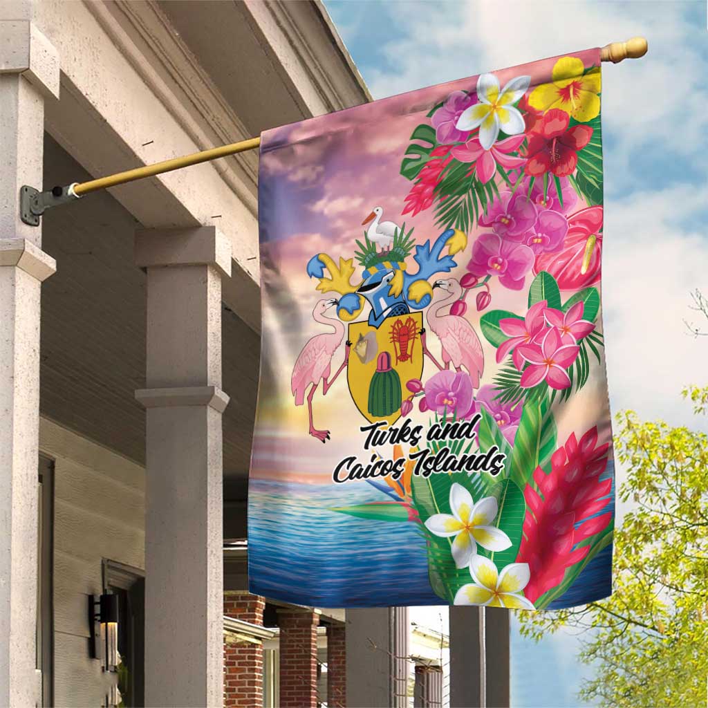 Turks And Caicos Islands Garden Flag Flamingos Tropical Beauty Beach