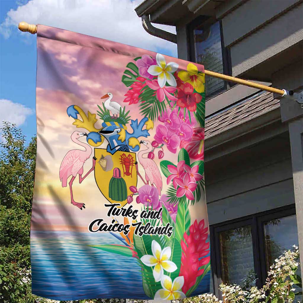Turks And Caicos Islands Garden Flag Flamingos Tropical Beauty Beach