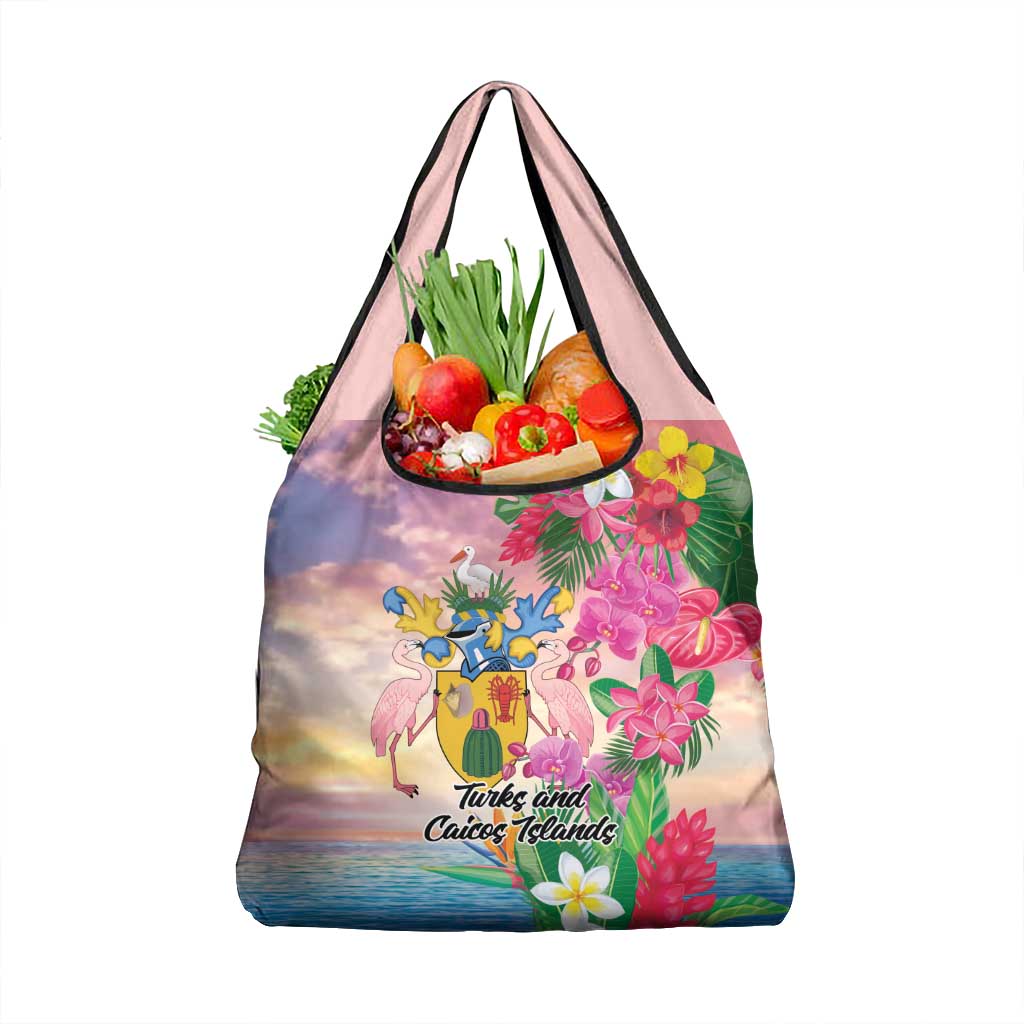Turks And Caicos Islands Grocery Bag Flamingos Tropical Beauty Beach