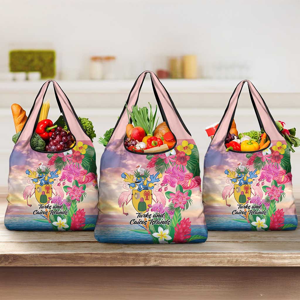 Turks And Caicos Islands Grocery Bag Flamingos Tropical Beauty Beach