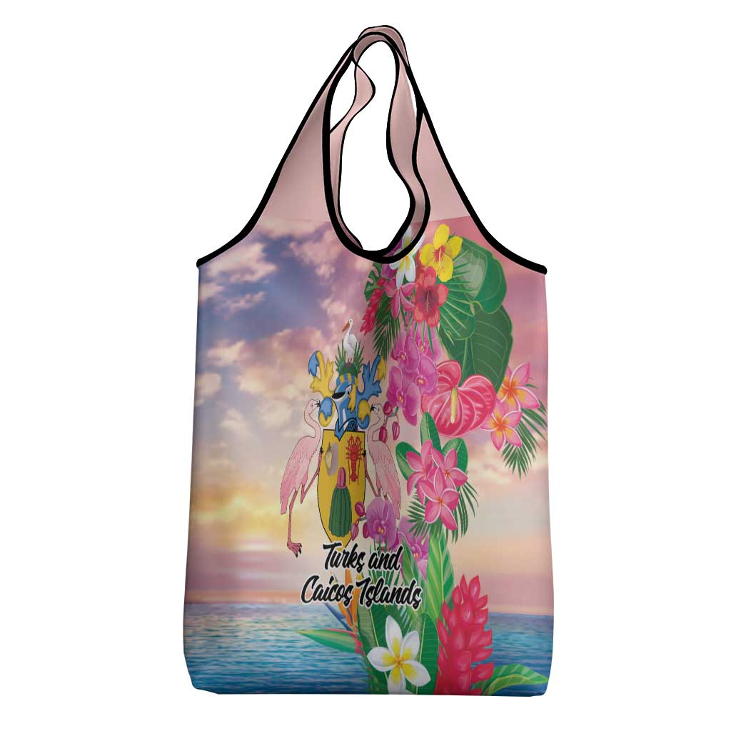 Turks And Caicos Islands Grocery Bag Flamingos Tropical Beauty Beach