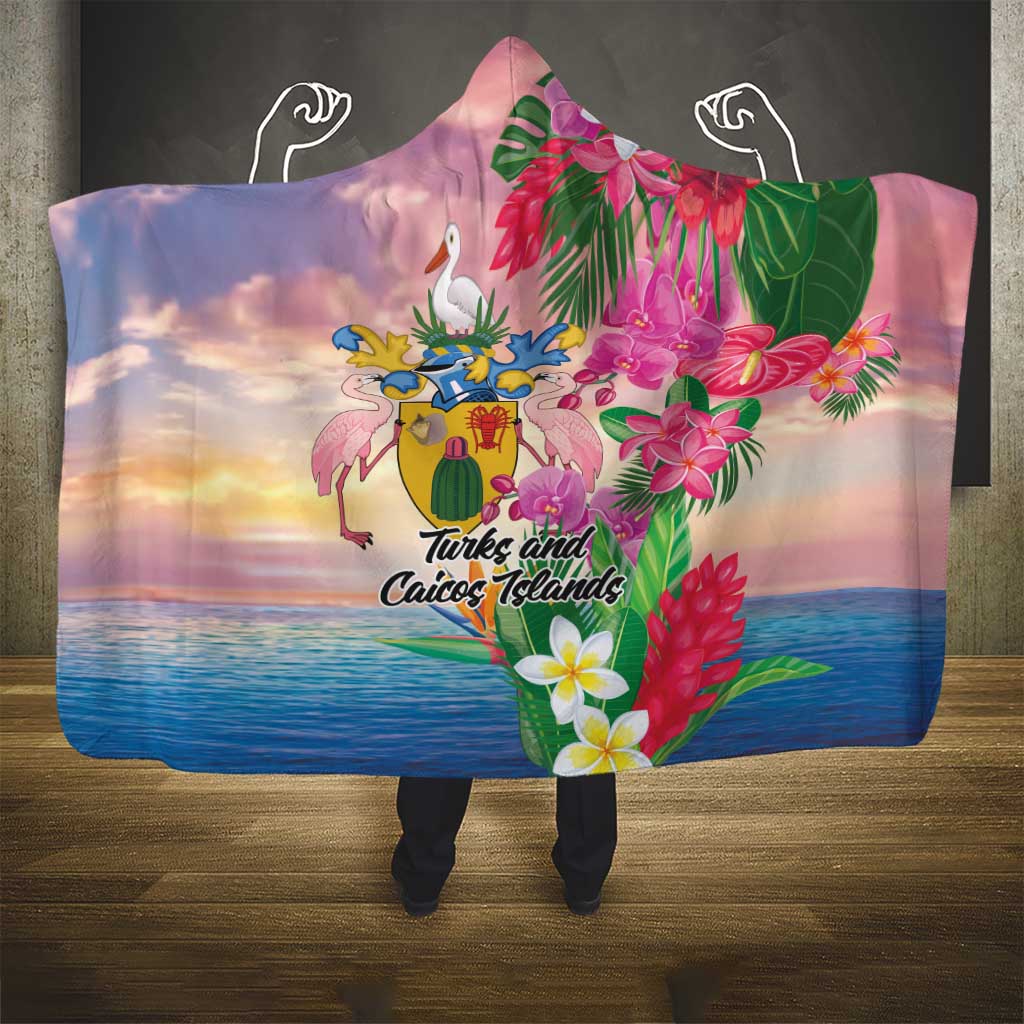 Turks And Caicos Islands Hooded Blanket Flamingos Tropical Beauty Beach