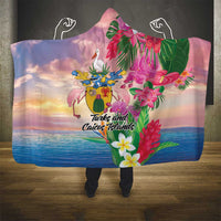 Turks And Caicos Islands Hooded Blanket Flamingos Tropical Beauty Beach