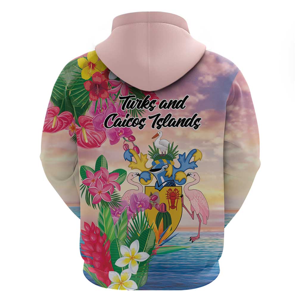 Turks And Caicos Islands Hoodie Flamingos Tropical Beauty Beach