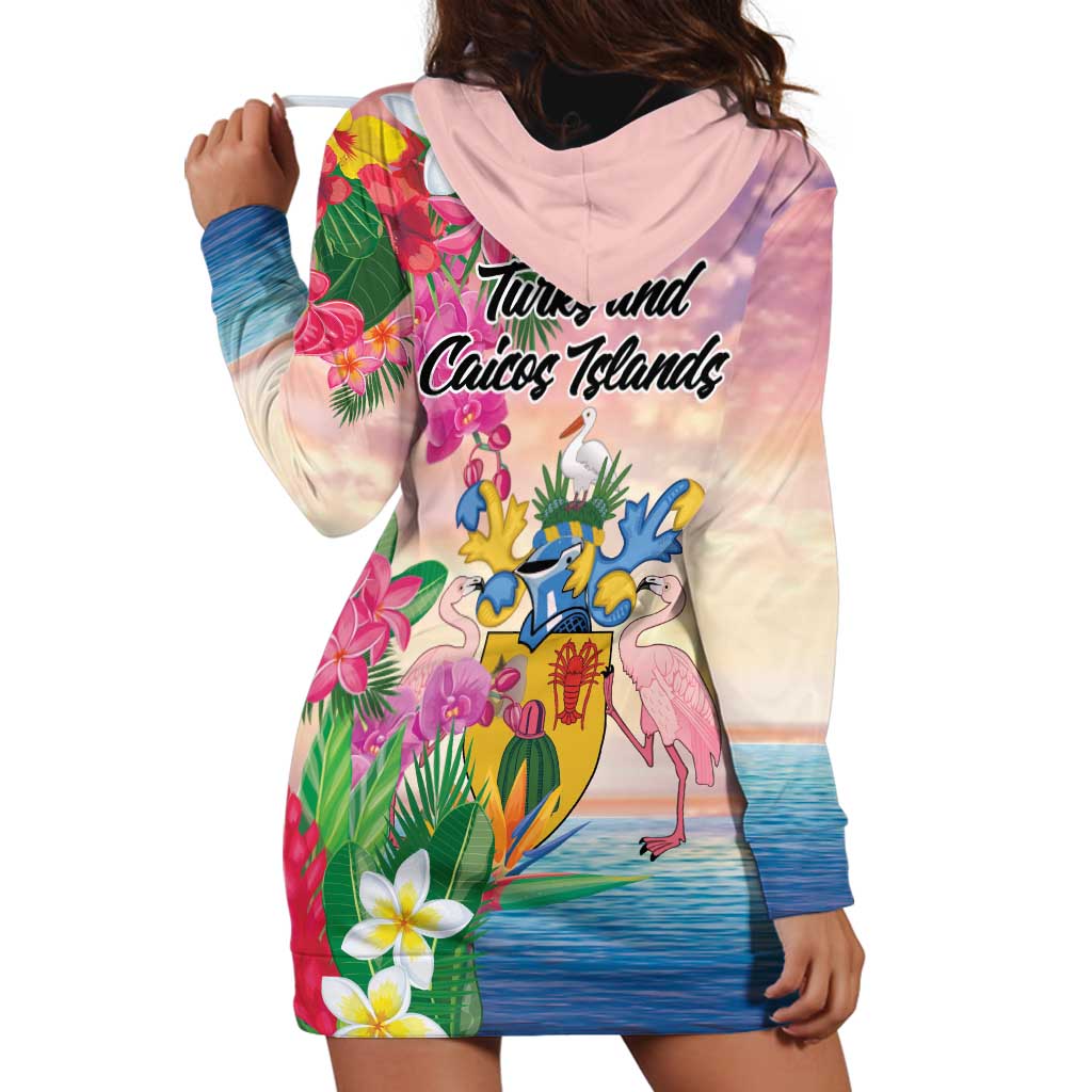 Turks And Caicos Islands Hoodie Dress Flamingos Tropical Beauty Beach