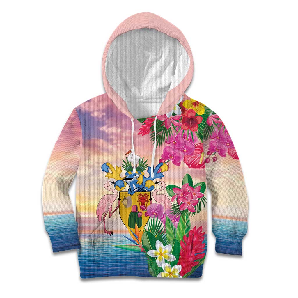 Turks And Caicos Islands Kid Hoodie Flamingos Tropical Beauty Beach