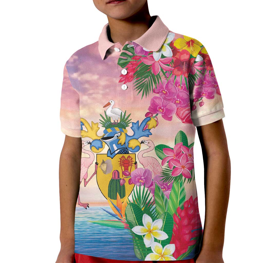 Turks And Caicos Islands Kid Polo Shirt Flamingos Tropical Beauty Beach