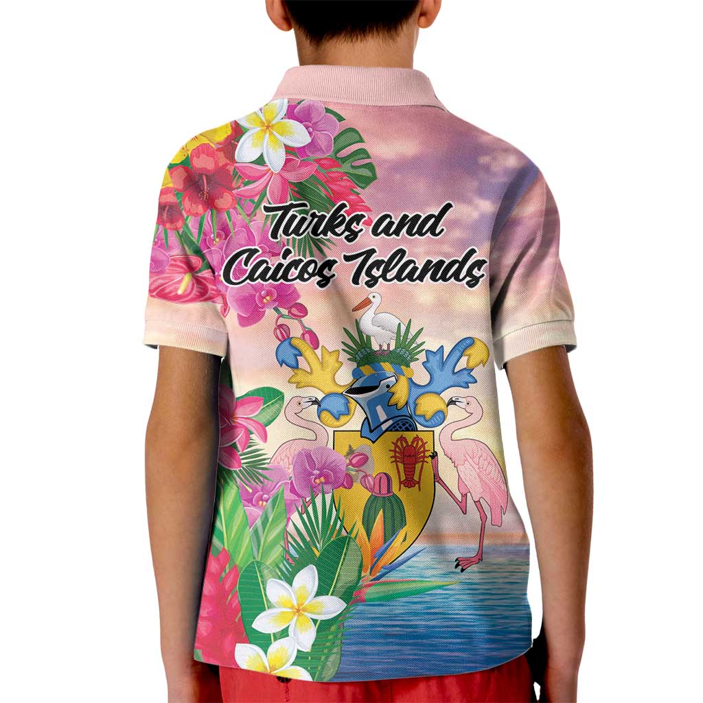 Turks And Caicos Islands Kid Polo Shirt Flamingos Tropical Beauty Beach