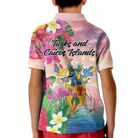 Turks And Caicos Islands Kid Polo Shirt Flamingos Tropical Beauty Beach