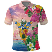 Turks And Caicos Islands Polo Shirt Flamingos Tropical Beauty Beach