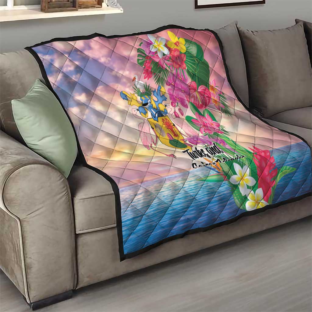 Turks And Caicos Islands Quilt Flamingos Tropical Beauty Beach