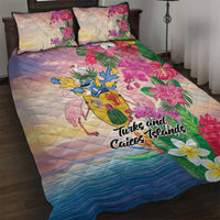 Turks And Caicos Islands Quilt Bed Set Flamingos Tropical Beauty Beach