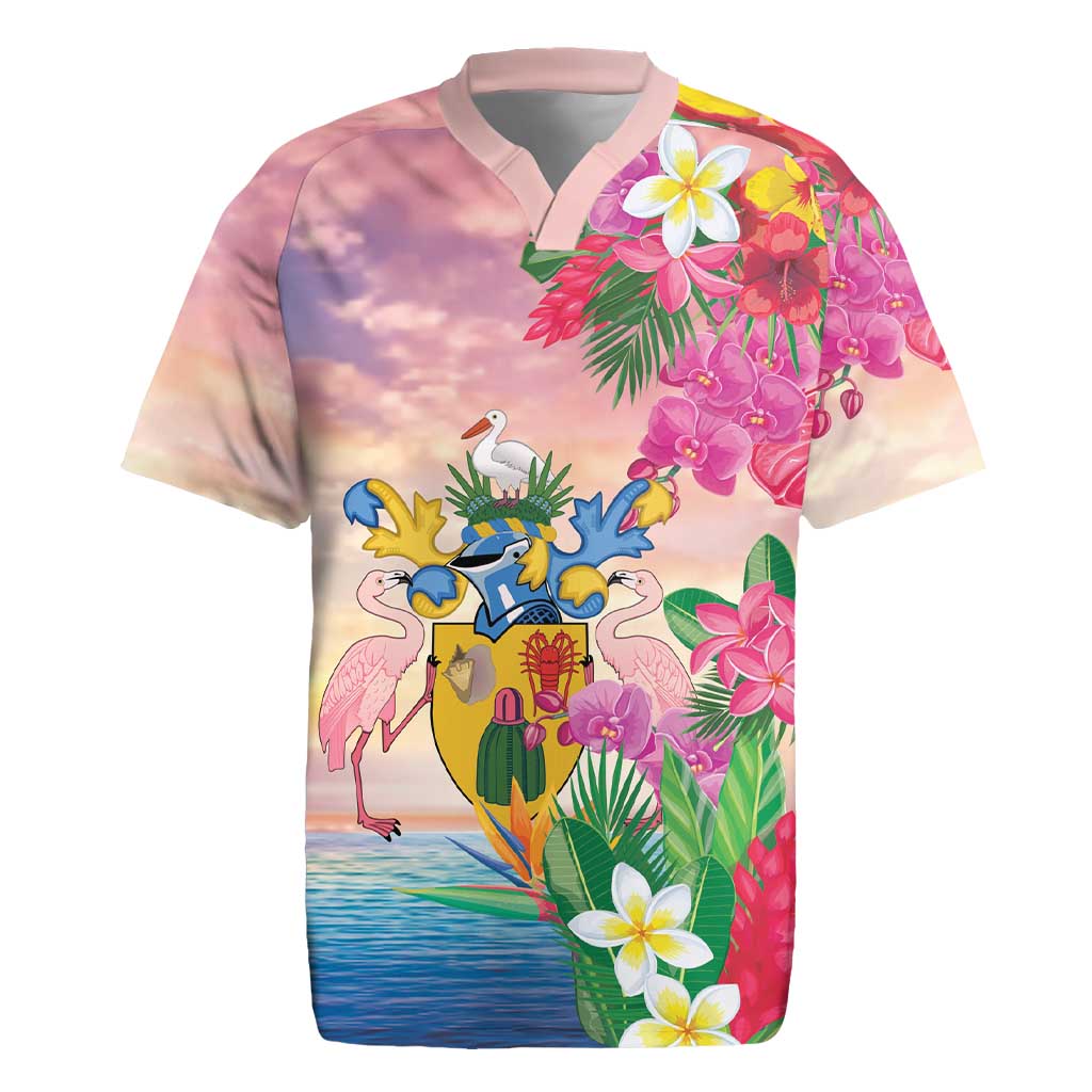 Turks And Caicos Islands Rugby Jersey Flamingos Tropical Beauty Beach