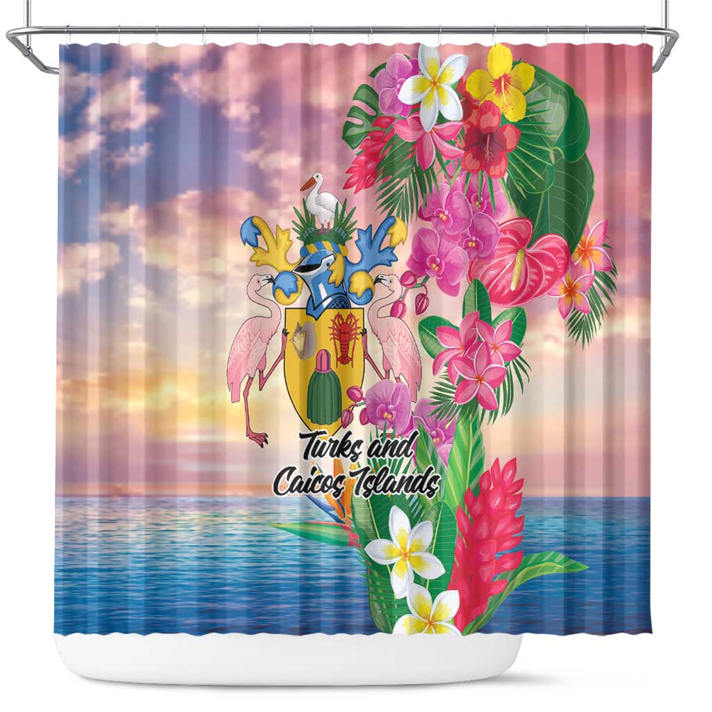 Turks And Caicos Islands Shower Curtain Flamingos Tropical Beauty Beach