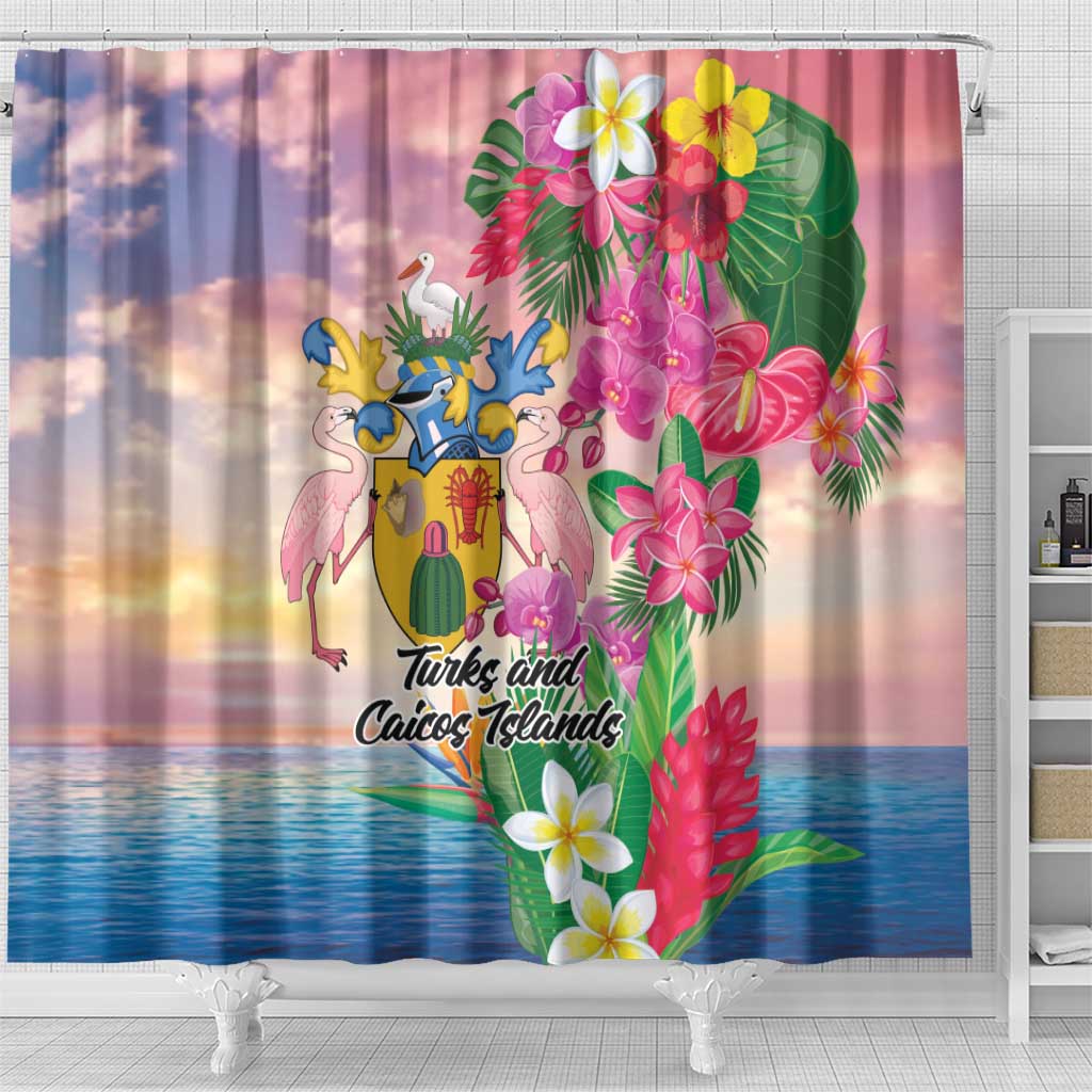 Turks And Caicos Islands Shower Curtain Flamingos Tropical Beauty Beach