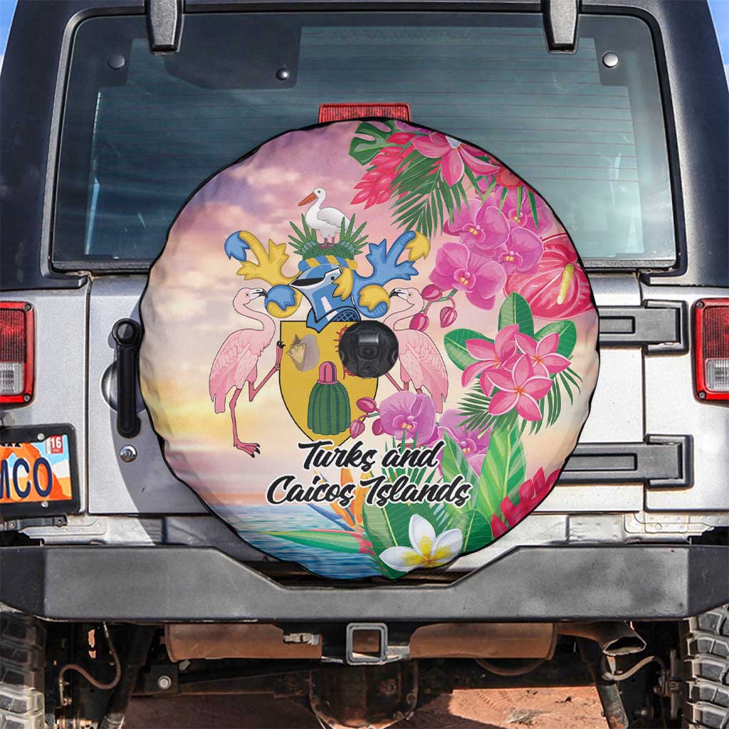 Turks And Caicos Islands Spare Tire Cover Flamingos Tropical Beauty Beach