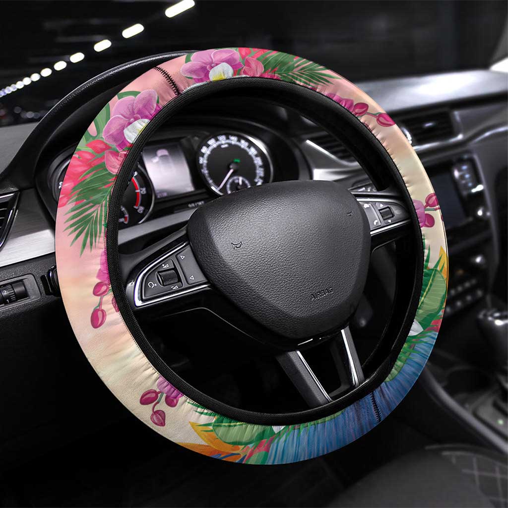 Turks And Caicos Islands Steering Wheel Cover Flamingos Tropical Beauty Beach