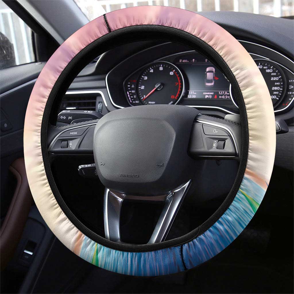 Turks And Caicos Islands Steering Wheel Cover Flamingos Tropical Beauty Beach