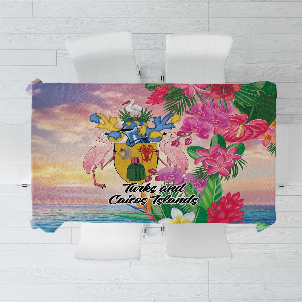 Turks And Caicos Islands Tablecloth Flamingos Tropical Beauty Beach