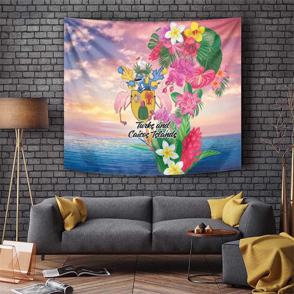 Turks And Caicos Islands Tapestry Flamingos Tropical Beauty Beach
