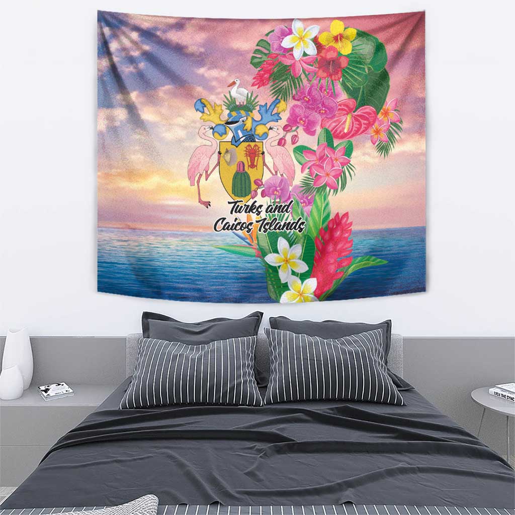 Turks And Caicos Islands Tapestry Flamingos Tropical Beauty Beach