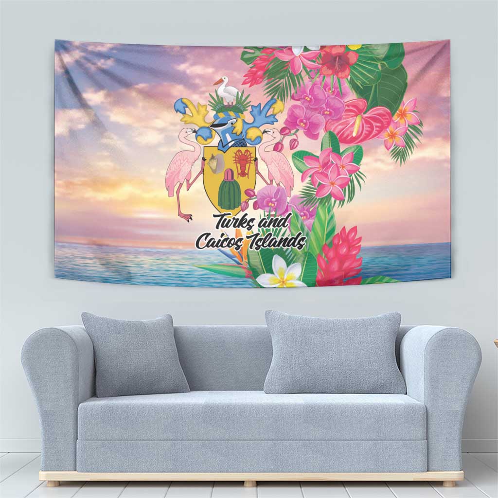 Turks And Caicos Islands Tapestry Flamingos Tropical Beauty Beach