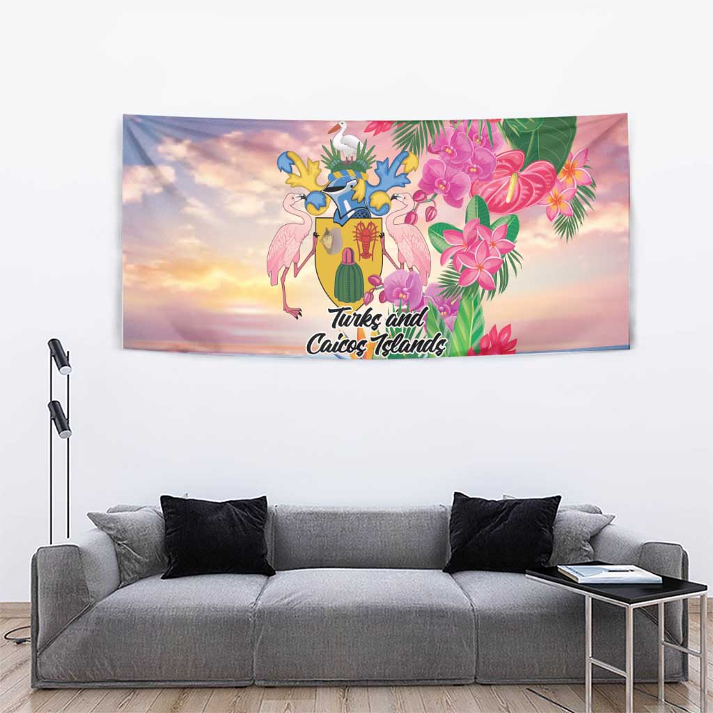 Turks And Caicos Islands Tapestry Flamingos Tropical Beauty Beach