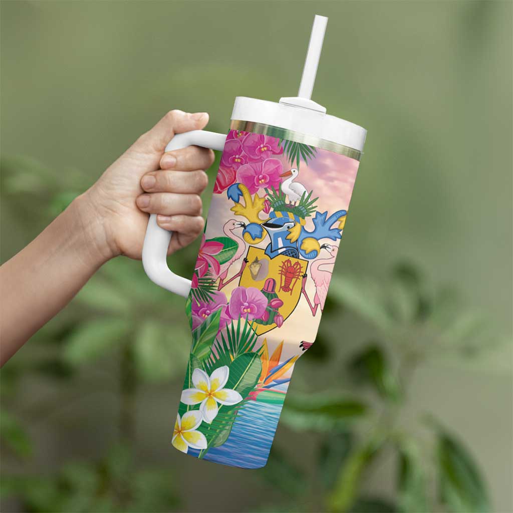 Turks And Caicos Islands Tumbler With Handle Flamingos Tropical Beauty Beach