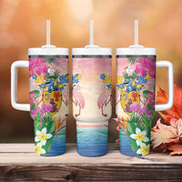 Turks And Caicos Islands Tumbler With Handle Flamingos Tropical Beauty Beach