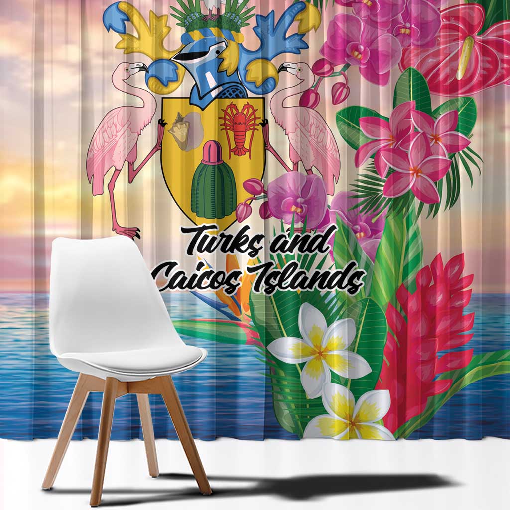 Turks And Caicos Islands Window Curtain Flamingos Tropical Beauty Beach