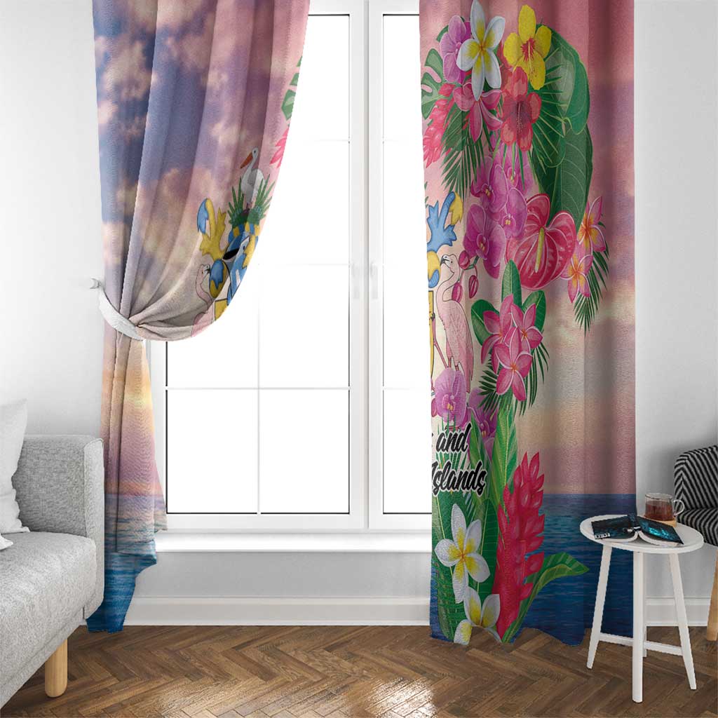 Turks And Caicos Islands Window Curtain Flamingos Tropical Beauty Beach