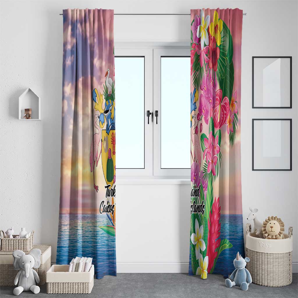 Turks And Caicos Islands Window Curtain Flamingos Tropical Beauty Beach