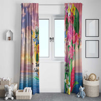 Turks And Caicos Islands Window Curtain Flamingos Tropical Beauty Beach