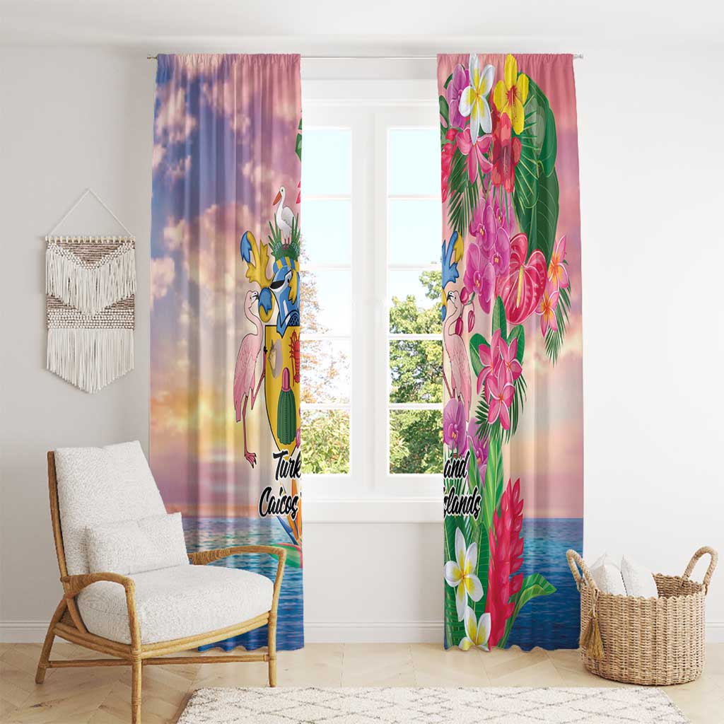 Turks And Caicos Islands Window Curtain Flamingos Tropical Beauty Beach