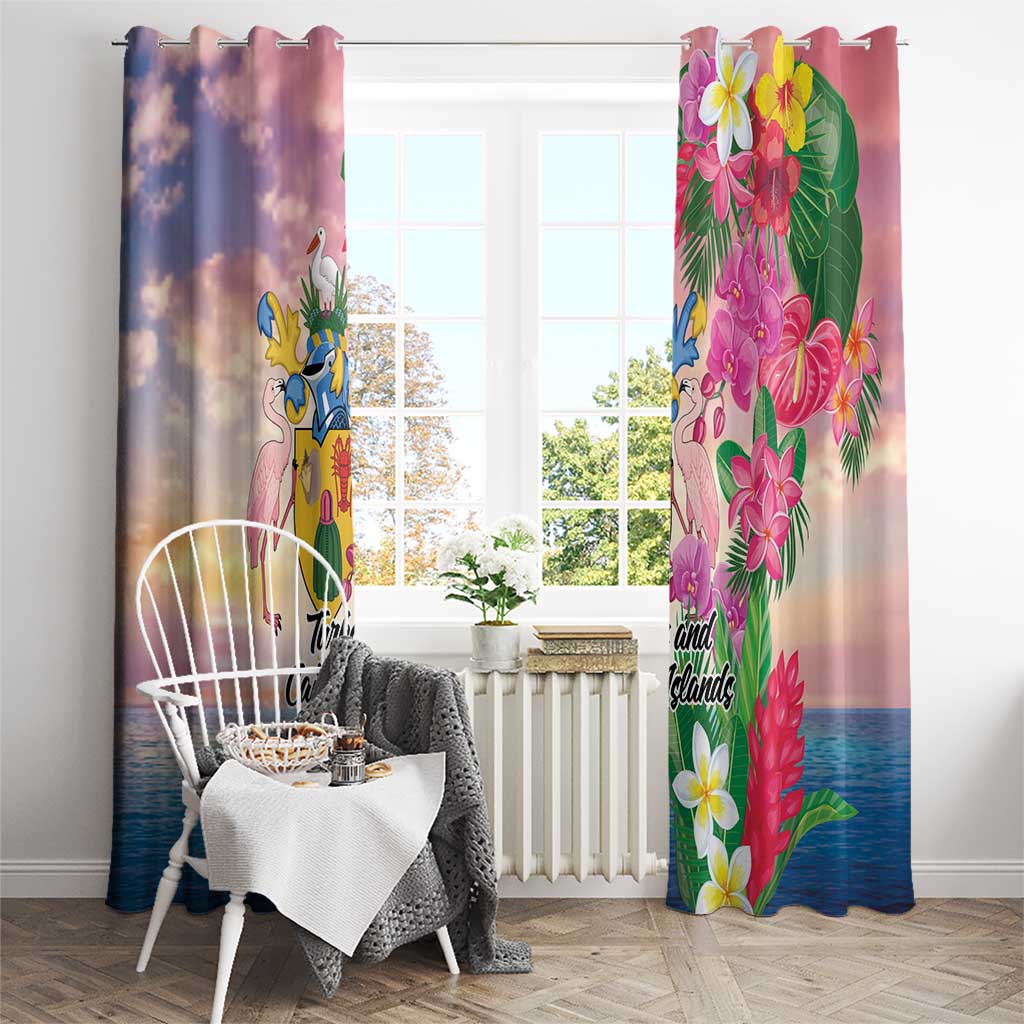 Turks And Caicos Islands Window Curtain Flamingos Tropical Beauty Beach