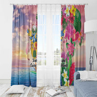 Turks And Caicos Islands Window Curtain Flamingos Tropical Beauty Beach