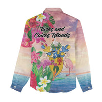 Turks And Caicos Islands Women Casual Shirt Flamingos Tropical Beauty Beach