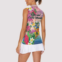 Turks And Caicos Islands Women Sleeveless Polo Shirt Flamingos Tropical Beauty Beach