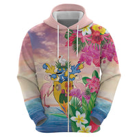 Turks And Caicos Islands Zip Hoodie Flamingos Tropical Beauty Beach
