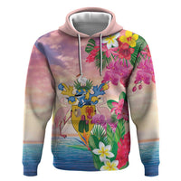 Turks And Caicos Islands Zip Hoodie Flamingos Tropical Beauty Beach