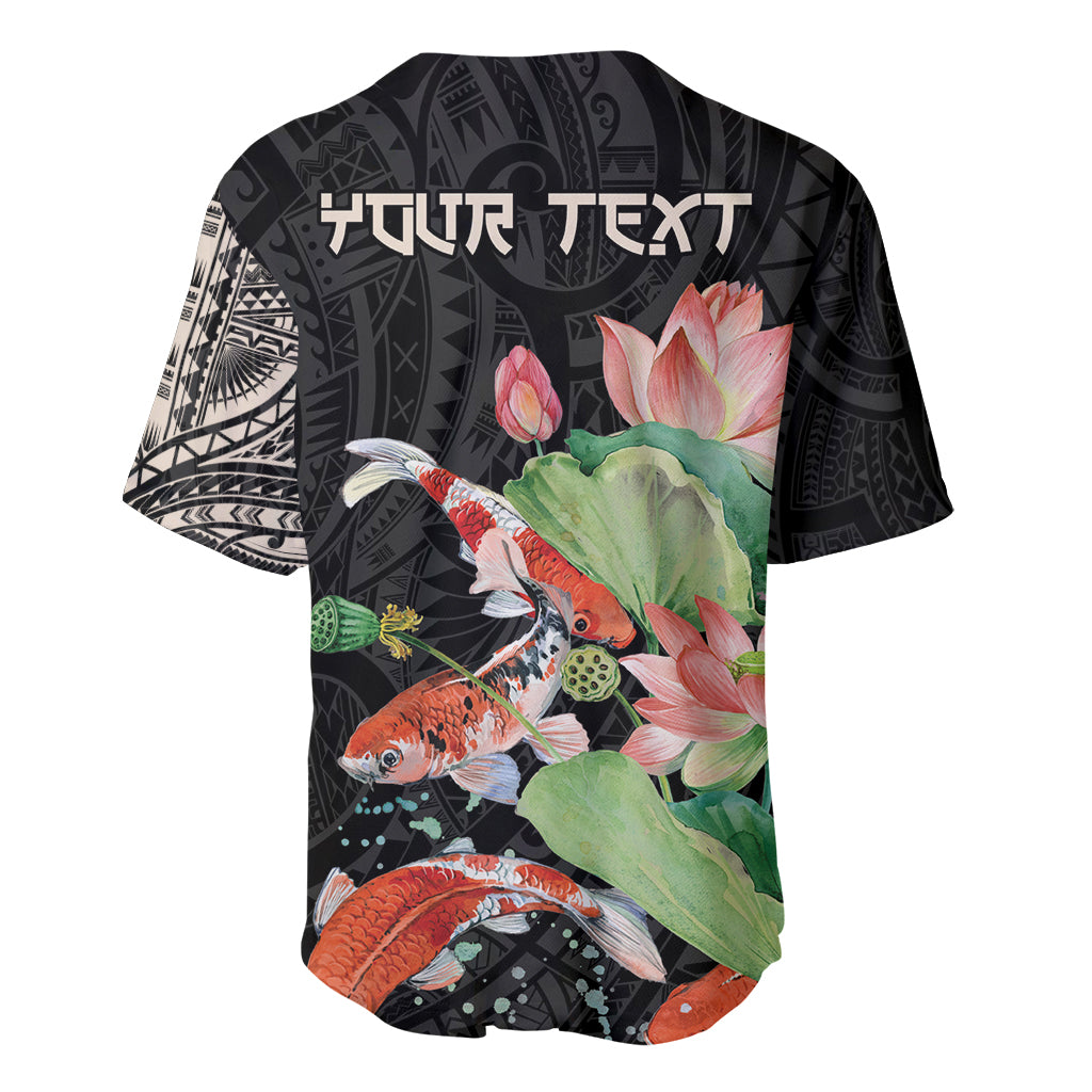 Personalized Japanese Koi Fish Baseball Jersey with Polynesian Pattern LT9 - Wonder Print Shop